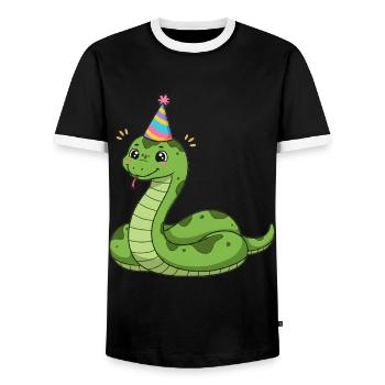 Animal Cartoon Party Snake - Men's Ringer Shirt - black/white - Front - AI Model Female 172 light (172cm) & AI Model Male 178 light (178cm)
