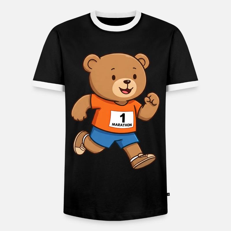 Teddy Bear Marathon Runner - Men's Ringer Shirt - black/white