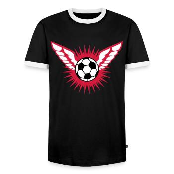 FOOTBALL inspires - Men's Ringer Shirt - black/white - Front - AI Model Female 172 light (172cm) & AI Model Male 178 light (178cm)