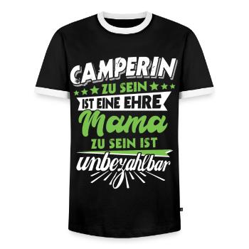 Mama camping Geschenk Muttertag Spruch camperin - Männer Kontrast-T-Shirt - Schwarz/Weiß - Vorne - AI Model Female 172 light (172cm) & AI Model Male 178 light (178cm)