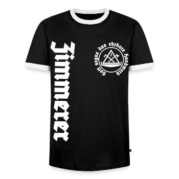 Zimmerer Zunftwappen - Männer Kontrast-T-Shirt - Schwarz/Weiß - Vorne - AI Model Female 172 light (172cm) & AI Model Male 178 light (178cm)