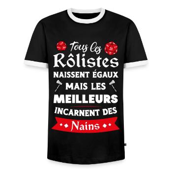 Les meilleurs rôlistes incarnent des nains - T-shirt contrasté Homme - noir/blanc - Devant - AI Model Female 172 light (172cm) & AI Model Male 178 light (178cm)