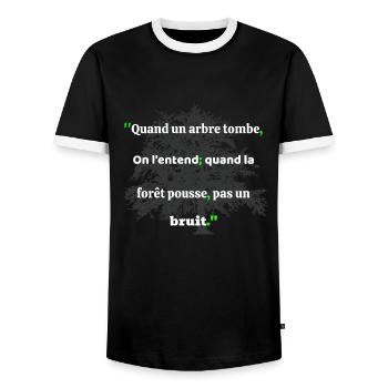 Citation, humour - T-shirt contrasté Homme - noir/blanc - Devant - AI Model Female 172 light (172cm) & AI Model Male 178 light (178cm)