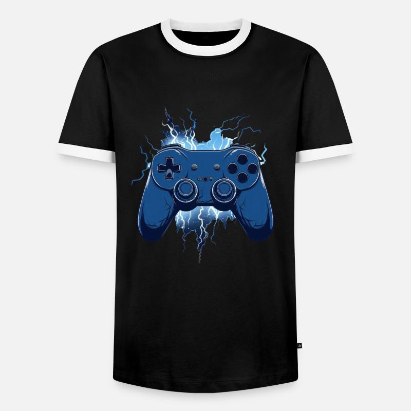 Gaming Controller - Männer Kontrast-T-Shirt - Schwarz/Weiß