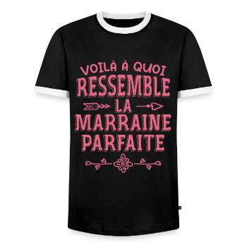 Marraine Parfaite - Parrain - Marraine - Filleule - T-shirt contrasté Homme - noir/blanc - Devant - AI Model Female 172 light (172cm) & AI Model Male 178 light (178cm)
