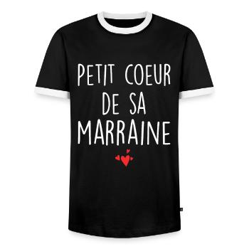 Petit Coeur De Sa Marraine - Humour Marraine - T-shirt contrasté Homme - noir/blanc - Devant - AI Model Female 172 light (172cm) & AI Model Male 178 light (178cm)