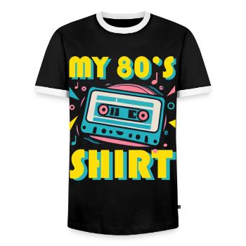 T shirt année 80 s - T-shirt contrasté Homme - noir/blanc - Devant - AI Model Female 172 light (172cm) & AI Model Male 178 light (178cm)