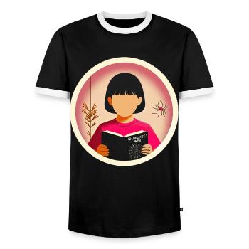 L’aventure du jeune lecteur - T-shirt contrasté Homme - noir/blanc - Devant - AI Model Female 172 light (172cm) & AI Model Male 178 light (178cm)