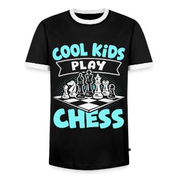 Chess Player Cool Kids Play Chess - Men's Ringer Shirt - black/white - Front - AI Model Female 172 light (172cm) & AI Model Male 178 light (178cm)