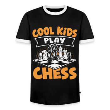 Chess Player Cool Kids Play Chess - Men's Ringer Shirt - black/white - Front - AI Model Female 172 light (172cm) & AI Model Male 178 light (178cm)