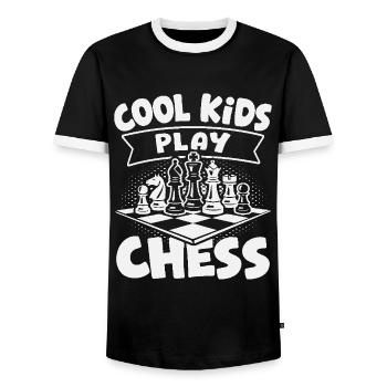 Chess Player Cool Kids Play Chess - Men's Ringer Shirt - black/white - Front - AI Model Female 172 light (172cm) & AI Model Male 178 light (178cm)