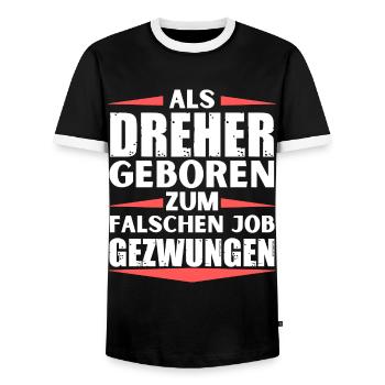 Dreher im falschen Job gelandet - Männer Kontrast-T-Shirt - Schwarz/Weiß - Vorne - AI Model Female 172 light (172cm) & AI Model Male 178 light (178cm)