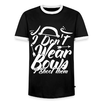 Archery I Don't Wear Bows - Men's Ringer Shirt - black/white - Front - AI Model Female 172 light (172cm) & AI Model Male 178 light (178cm)