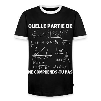Quelle partie ne comprends-tu pas humour maths - T-shirt contrasté Homme - noir/blanc - Devant - AI Model Female 172 light (172cm) & AI Model Male 178 light (178cm)