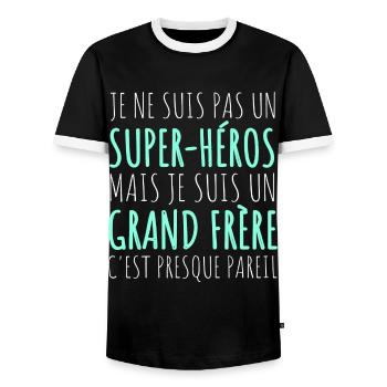 Grand frère super héros humour frère cadeau - T-shirt contrasté Homme - noir/blanc - Devant - AI Model Female 172 light (172cm) & AI Model Male 178 light (178cm)