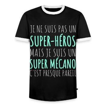 Mécanicien super-héros humour mécanique cadeau - T-shirt contrasté Homme - noir/blanc - Devant - AI Model Female 172 light (172cm) & AI Model Male 178 light (178cm)