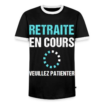 Retraite en cours humour futur retraité cadeau - T-shirt contrasté Homme - noir/blanc - Devant - AI Model Female 172 light (172cm) & AI Model Male 178 light (178cm)