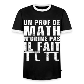 Un prof de math n' urine pas humour professeur - T-shirt contrasté Homme - noir/blanc - Devant - AI Model Female 172 light (172cm) & AI Model Male 178 light (178cm)