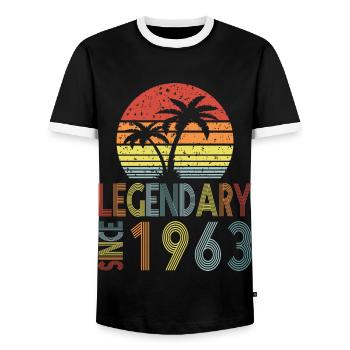Légendaire depuis 1963 - T-shirt contrasté Homme - noir/blanc - Devant - AI Model Female 172 light (172cm) & AI Model Male 178 light (178cm)