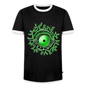 Eye green - Men's Ringer Shirt - black/white - Front - AI Model Female 172 light (172cm) & AI Model Male 178 light (178cm)
