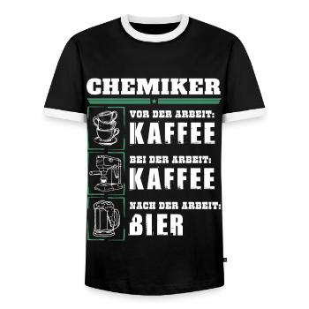 Mon quotidien de chimiste - T-shirt contrasté Homme - noir/blanc - Devant - AI Model Female 172 light (172cm) & AI Model Male 178 light (178cm)