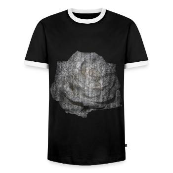 WHITE ROSE WHITE FLOWER - Men's Ringer Shirt - black/white - Front - AI Model Female 172 light (172cm) & AI Model Male 178 light (178cm)