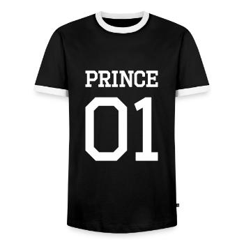 Prince 01 weiß Shirt - Männer Kontrast-T-Shirt - Schwarz/Weiß - Vorne - AI Model Female 172 light (172cm) & AI Model Male 178 light (178cm)