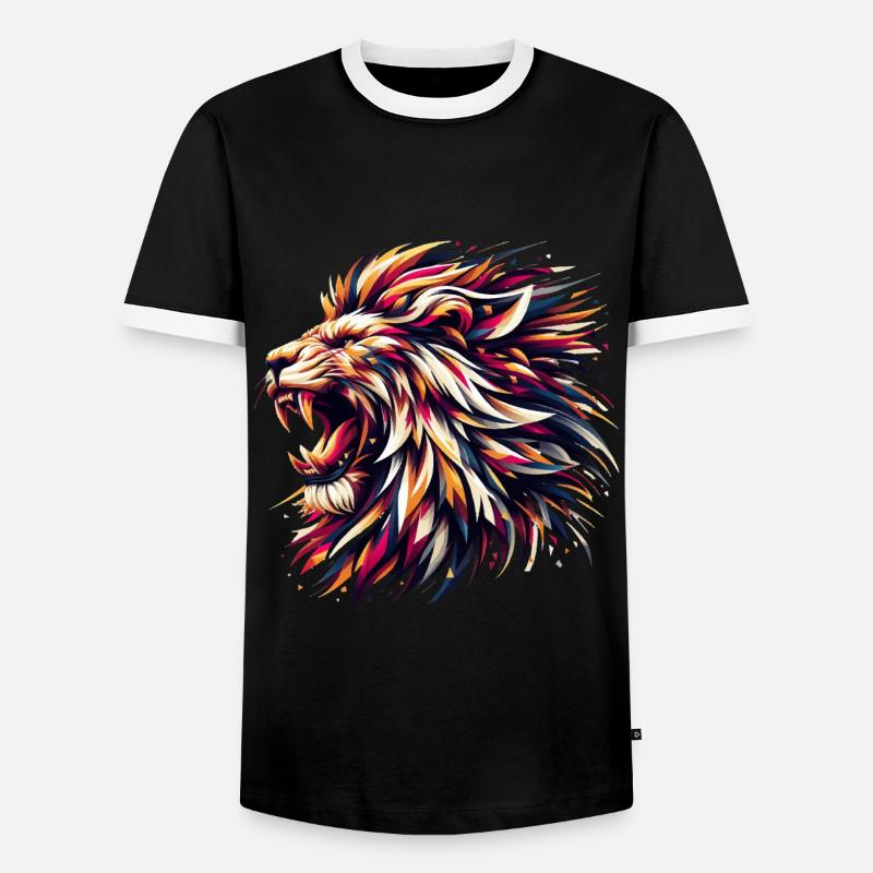 Lion Roars Geometric Gift - Men's Ringer Shirt - black/white