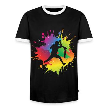 Scooter kick scooter - Men's Ringer Shirt - black/white - Front - AI Model Female 172 light (172cm) & AI Model Male 178 light (178cm)