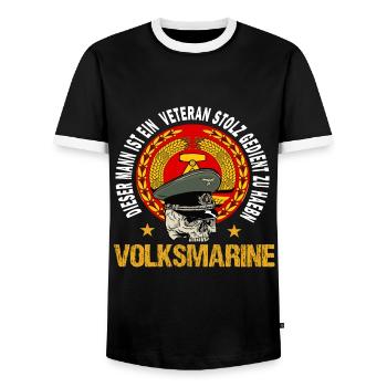 Volksmarine Veteran - Männer Kontrast-T-Shirt - Schwarz/Weiß - Vorne - AI Model Female 172 light (172cm) & AI Model Male 178 light (178cm)