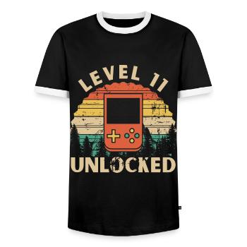 Level 11 Unlocked - T-shirt contrasté Homme - noir/blanc - Devant - AI Model Female 172 light (172cm) & AI Model Male 178 light (178cm)