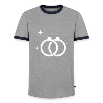 Mariage - T-shirt contrasté Homme - gris/marine  - Devant - AI Model Female 172 light (172cm) & AI Model Male 178 light (178cm)
