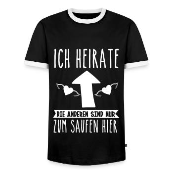 Verlobung Hochzeit Bräutigam - Männer Kontrast-T-Shirt - Schwarz/Weiß - Vorne - AI Model Female 172 light (172cm) & AI Model Male 178 light (178cm)