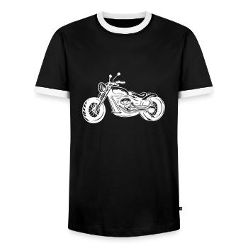 motorcycle - Men's Ringer Shirt - black/white - Front - AI Model Female 172 light (172cm) & AI Model Male 178 light (178cm)