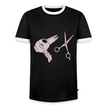 Friseur - Männer Kontrast-T-Shirt - Schwarz/Weiß - Vorne - AI Model Female 172 light (172cm) & AI Model Male 178 light (178cm)