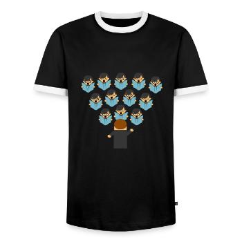 Choir - Men's Ringer Shirt - black/white - Front - AI Model Female 172 light (172cm) & AI Model Male 178 light (178cm)