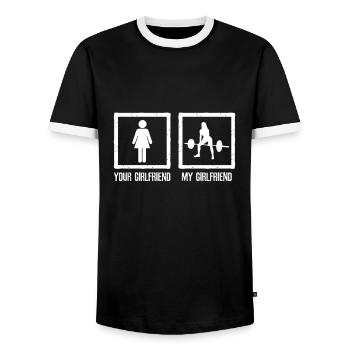 Fitness Pumper Powerlifter Gym Haltérophile - T-shirt contrasté Homme - noir/blanc - Devant - AI Model Female 172 light (172cm) & AI Model Male 178 light (178cm)