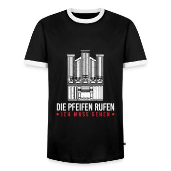 Orgel Pfeifenorgel Orgelspieler Organist Geschenk - Männer Kontrast-T-Shirt - Schwarz/Weiß - Vorne - AI Model Female 172 light (172cm) & AI Model Male 178 light (178cm)
