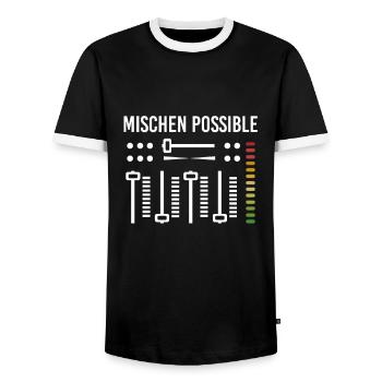 Mischen Possible Tontechniker Toningenieur - Männer Kontrast-T-Shirt - Schwarz/Weiß - Vorne - AI Model Female 172 light (172cm) & AI Model Male 178 light (178cm)