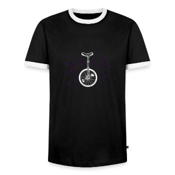 unicycle - Men's Ringer Shirt - black/white - Front - AI Model Female 172 light (172cm) & AI Model Male 178 light (178cm)