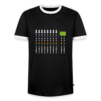 ingénieur du son - T-shirt contrasté Homme - noir/blanc - Devant - AI Model Female 172 light (172cm) & AI Model Male 178 light (178cm)