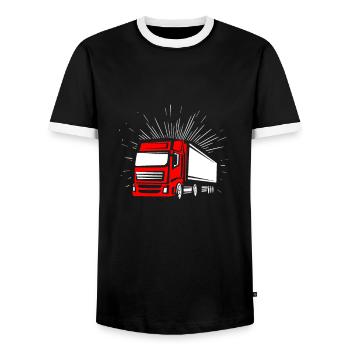 LKW - Männer Kontrast-T-Shirt - Schwarz/Weiß - Vorne - AI Model Female 172 light (172cm) & AI Model Male 178 light (178cm)