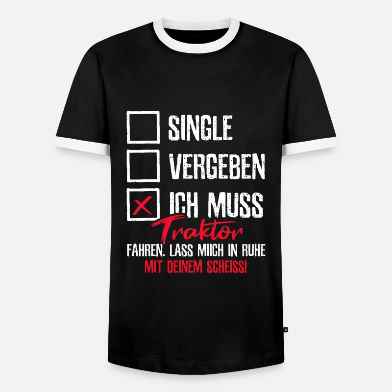 Single Traktor Bauer Farmer - Männer Kontrast-T-Shirt - Schwarz/Weiß
