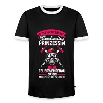 Prinzessin Feuerwehrfrau Freiwillige - Männer Kontrast-T-Shirt - Schwarz/Weiß - Vorne - AI Model Female 172 light (172cm) & AI Model Male 178 light (178cm)
