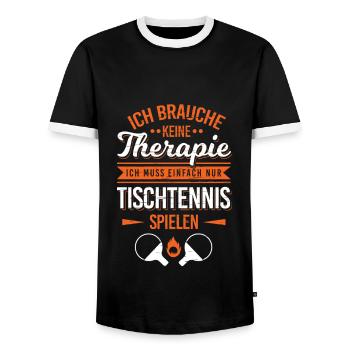 Keine Therapie Einfach Tischtennis - Männer Kontrast-T-Shirt - Schwarz/Weiß - Vorne - AI Model Female 172 light (172cm) & AI Model Male 178 light (178cm)