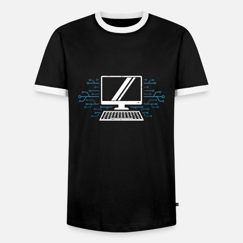 Computer - Männer Kontrast-T-Shirt - Schwarz/Weiß