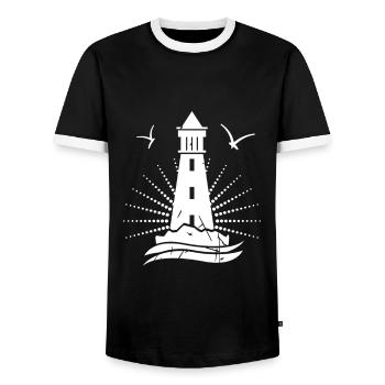 North Sea - Men's Ringer Shirt - black/white - Front - AI Model Female 172 light (172cm) & AI Model Male 178 light (178cm)