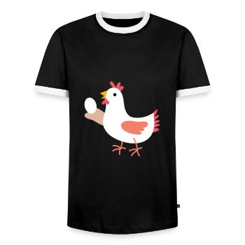 poulet - T-shirt contrasté Homme - noir/blanc - Devant - AI Model Female 172 light (172cm) & AI Model Male 178 light (178cm)