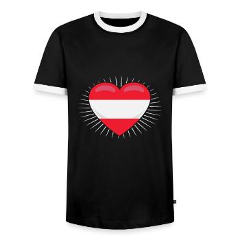 Österreich - Männer Kontrast-T-Shirt - Schwarz/Weiß - Vorne - AI Model Female 172 light (172cm) & AI Model Male 178 light (178cm)