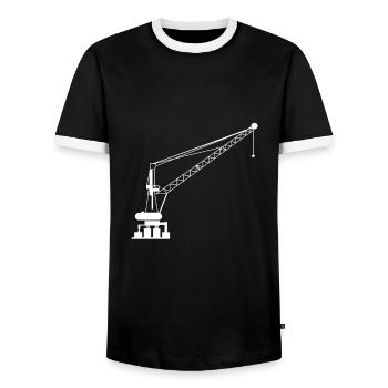 Crane operator - Men's Ringer Shirt - black/white - Front - AI Model Female 172 light (172cm) & AI Model Male 178 light (178cm)